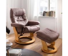 Relaxsessel in Taupe Stoff Hocker (2-teilig)