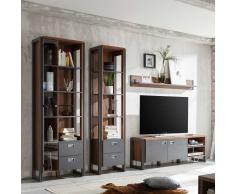 Wohnwand in Eiche dunkel Schiefer Grau modern (4-teilig)