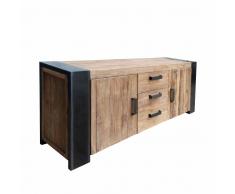 Sideboard aus Teak Massivholz Schwarz Metall