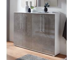 Garderoben Schuhschrank in Beton Grau und Weiß 160 cm breit