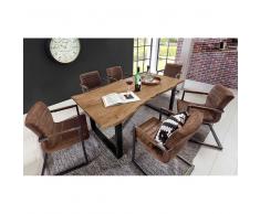 Loft Essgruppe mit Baumkantentisch Braun Stoff (7-teilig)
