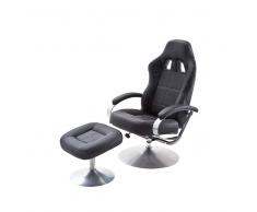 Racer Relaxsessel in Schwarz mit Hocker (2-teilig)