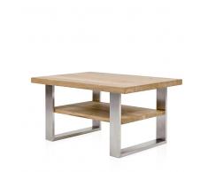 Sofatisch aus Eiche Massivholz Edelstahl