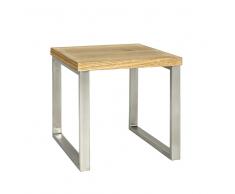 Ablagetisch mit Eiche furniert Stahl in Edelstahl Optik