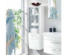 Badezimmer Hochschrank mit Glastür Weiß Hochglanz