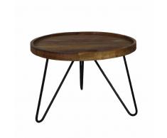 Runder Couchtisch aus Teak Massivholz Eisen