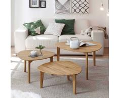 Couchtisch Set aus Eiche Massivholz dreieckig (3-teilig)