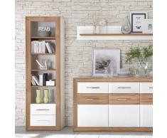 Bücherregal in Eiche Weiß Hochglanz Schubladen