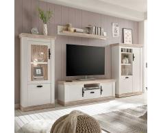 Wohnzimmer Anbauwand im Landhaus Design Weiß Kiefer (4-teilig)