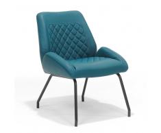 Stuhl Set in Petrol Kunstleder Retro Style (2er Set)