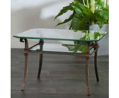 Wohnzimmer Couchtisch in Kupferfarben Metall Glas