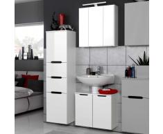 Badezimmermöbel Set in Weiß 3D Spiegelschrank (3-teilig)