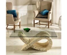 Wohnzimmer Couchtisch mit Steinfuß modern