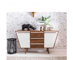 Sideboard aus Sheesham Massivholz und Weiß Trapezform