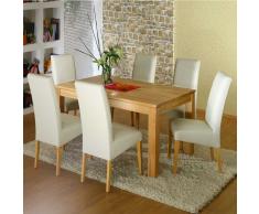 Esszimmergruppe aus Kernbuche Massivholz Beige (7-teilig)