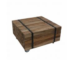 Block Beistelltisch aus Teak Massivholz mit Rollen