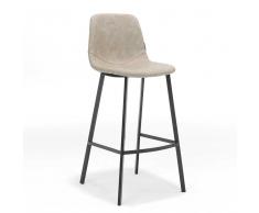 Barhocker in Beige Microfaser Lehne (2er Set)