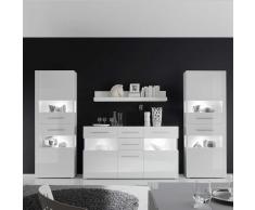 Wohnwand mit Sideboard Weiß Hochglanz (4-teilig)