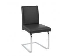 Esszimmer Schwingstuhl in Schwarz Leder