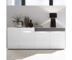 Wohnzimmer Sideboard in Weiß Hochglanz und Dunkelgrau LED Beleuchtung