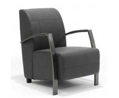 Design Sessel in Schwarz Microfaser Metall