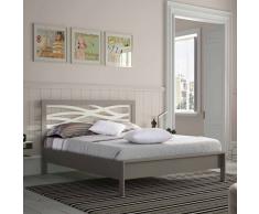 Bett in Grau Metall mit Eichenholz