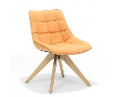 Retro Schalenstuhl in Gelb Microfaser Eiche Massivholz (2er Set)