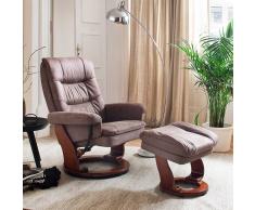 TV Relaxsessel in Taupe Stoff mit Hocker (2-teilig)
