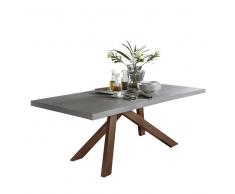 Design Esstisch in Beton Grau antik Braun Stahl