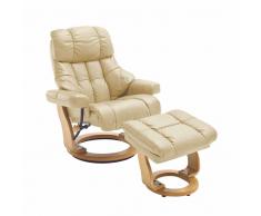 Leder Fernsehsessel mit Relaxfunktion Creme Weiß (2-teilig)