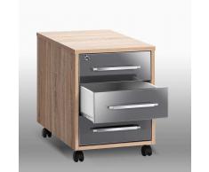 Büro Rollcontainer in Eiche Sonoma Grau Hochglanz