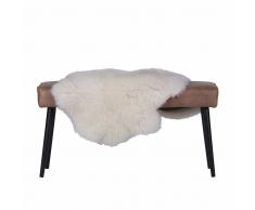 Polsterbank in Beige Recyclingholz Holzbeine