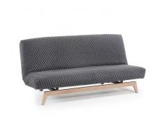 Schlafcouch in Grau Webstoff Bezug waschbar