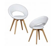 Esszimmerstuhl im Cocktail Design Weiß Kunstleder (2er Set)