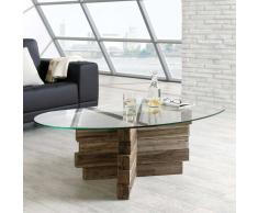 Design Couchtisch mit Glasplatte massiv