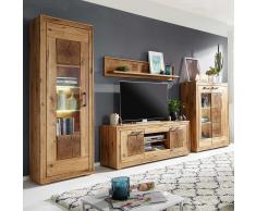 Wohnzimmer Anbauwand aus Wildeiche Massivholz rustikalen Look (4-teilig)