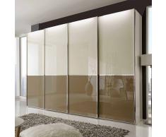Schwebetürenschrank in Creme Weiß Braun Glas beschichtet