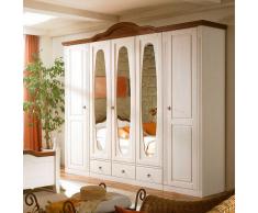 Landhaus-Kleiderschrank in Weiß-Braun Spiegel