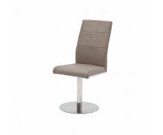 Küchen Drehstuhl in Taupe Kunstleder Edelstahl (2er Set)
