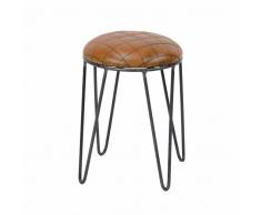 Hocker in Braun Leder Metall (2er Set)