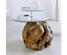 Ungewöhnlicher Couchtisch aus Teak Massivholz rund