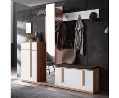 Garderobenmöbel in Weiß und Eiche Schuhschrank (4-teilig)