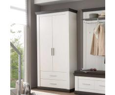 Garderobenschrank in Braun Weiß Landhausstil
