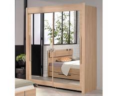 Kleiderschrank mit Spiegel Schwebetüren Eiche