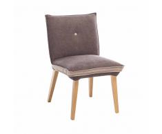 Polsterstuhl in Braun Beige Eiche Gestell