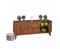 Design Sideboard aus Sheesham Massivholz 3D Stuktur