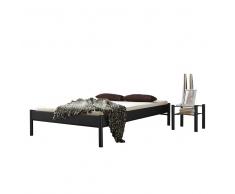 Singlebett in Schwarz Eisen mit Nachttisch (2-teilig)