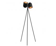 Stehlampe in Schwarz und Goldfarben Metall