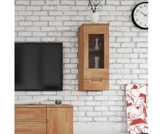 Wohnzimmer Hängevitrine aus Buche Massivholz Glas