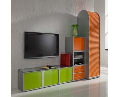 Büromöbel Kombination in Orange Grün Glas modern (3-teilig)